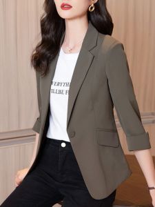 Womens Slim Fit Short Sleeve Blazer Jacket Spring Summer New Style Korean Version Versatile Slimming Top Matching All