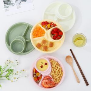 Breakfast Plate Divided Portable Barbecue Picnic Tray Portion Control Plate Healthy Diet Meal Plan Plate Household Tableware