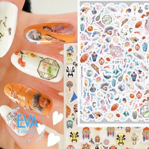 Miếng Dán Móng Tay 3D Nail Sticker Nhân Vật Characters colecction Hoạ Tiết Kinh Kịch Peking Opera F389 / F390 / F391