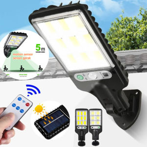Lampu Jalan tenaga surya Super terang 180COB lampu dinding Sensor gerak keamanan tenaga surya nirkabel tahan air 3 Mode luar ruangan untuk penerangan pintu taman luar ruangan Lampu Dinding LED Sensor Gerak Lampu Dinding Tenaga Surya Tahan Air