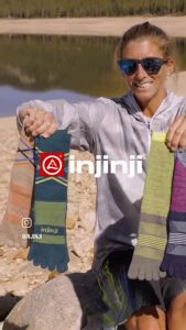 INJINJI ถุงเท้าวิ่ง แยกนิ้ว TRAIL MIDWEIGHT CREW COOLMAX FOREST รุ่นเทรล ยาวครึ่งแข้ง สีเขียว ของแท้