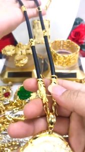 Dây chuyền/ Vòng cổ nam cao su nạm rồng vàng kèm mặt rồng bọc vàng siêu HOT