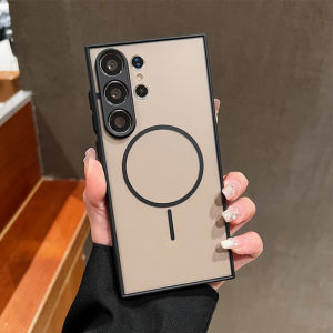 เคสสำหรับ Samsung Galaxy S25 Edge S24 S23 Ultra Plus S24 S25 FE S21 S22 แบบแม่เหล็ก รองรับการชาร์จไร้สาย Magsafe  แบบใสด้าน