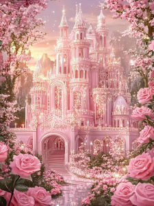 BILIBILI | Acrylic Paint By Numbers Castle Rose Numbers on Canvas Coloring By Number for Adults Paint Digital Art