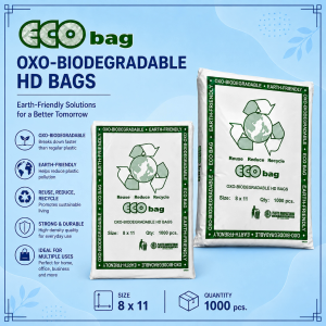 Eco-Friendly Oxo-Biodegradable HD Plastic Bags – 8 X 11 Inches (1 Bundle)