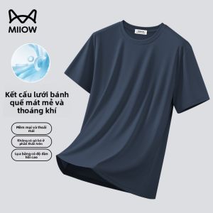 MiiOW | Áo thun nam lụa băng tay ngắn cổ tròn dáng rộng thoáng khí