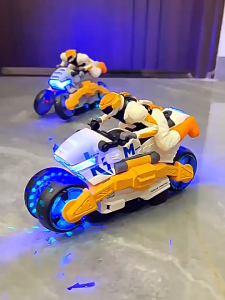 Listrik Universal Stunt Deformasi Sepeda MotorBberputar 360 ° Lampu Musik Mainan Anak