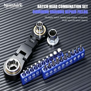 26 in 1 Right Angle Screwdriver Set Mini Ratcheting 90 Degree Screwdriver Pocket Low Profile Ratchet Wrench Bit Socket Set