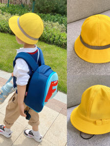 Safety Yellow Hat Campus Childrens Mesh Bucket Hat Sunshade Cap for Boys And Girls round Top Casual Short Brim Fisherman Hat
