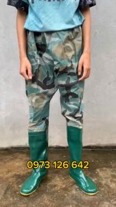 Ủng quần lội nước QM màu xanh đế vàng cứng size 37-43 ủng lao động ủng bảo hộ lao động