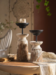 Retro French Candlestick Bar Decorative Accessories Atmosphere Creative Candlestick Base Shooting Props Romantic Candleholder