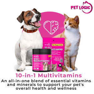 Pet Logic 10-in-1 Multivitamins 40g Dog & Cat Treats Supplement Snack : Dog Probiotics Dog Multivitamins Dog Supplements Appetite Booster for Dogs  Puppy Food   Adult Dog Food  for Pro Immune System