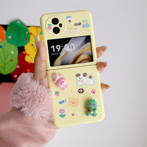 Korean Style Rabbit Dinosaur Vivoxflip Phone Case Foldable Screen Anti-fall Protective Cover Matte Finish Cute Female Model