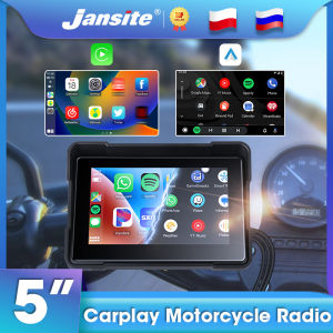 Jansite 5" Motorcycle Radio IPS Screen Wireless Carplay Android auto IP67 Waterproof Bluetooth Multimedia Player Mirror Monitor