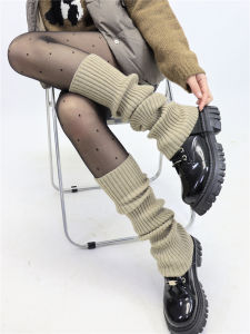 Warm Knitted Linen Leg Warmers Lazy Stacked Autumn Winter Booties Socks Covers Brown Calf Length Home Comfortable Cozy Tights