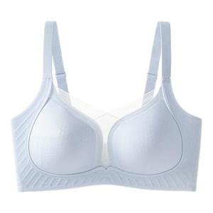 Miiow | Ice Silk Wireless Bra Womens Underwear Thin Style Summer Cool Feeling Large Chest Appears Small Gathered V-Neck Nylon Material