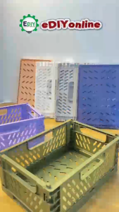 【NEW】Foldable Storage Basket Stackable Crates Boxes Easy Folding Collapsible Plastic Box Mini For Essential Kitchen Bedroom Office Stationery