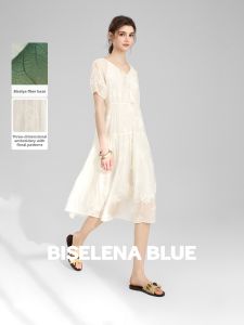 BEIQIANI | Elegant Commuter Dress Lightweight Cloudy Embroidery