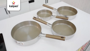 Chảo Inox 304 liền khối phủ Titanium Kalpen Dauer size 16-20-24-26-28cm hàng chính hãng
