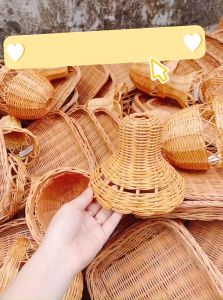 Chao đèn mây đan nhỏ xinh xắn trang trí nhà cửa homstay phong cách mộc mạc vintage Phương Vy Decor