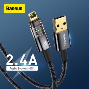 Cáp tự ngắt Baseus Explorer Series Auto Power-Off Fast Charging Data Cable USB to IP 2.4A sạc nhanh truyền dữ liệu 480 Mbps cho Iphone 13 pro max