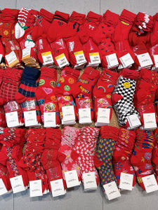 Red Cotton Socks for Women Mid-Calf Absorb Sweat Four Seasons Dongdaemun Birth Year Ggorangnae Shorties Ndw8055