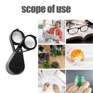 10X 30mm Double Open Folding Portable Jewelry Optical Glass Loupe Magnifier Eye Loupe Magnifier Jewelry Magnifying Glass 30x 21mm Gold/Silver