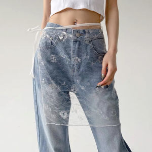 Sweet Lace Skirt with Belt Design Korean Style A-Line Mini Skirt for Women Floral Print Layered Skirts Dongda Gate Sequin