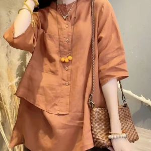 Lieoyuarn | Unique Style 7/8 Sleeve Loose Fitting Slimming Shirt