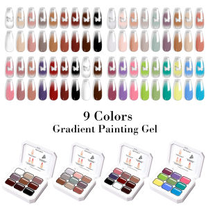 LIMEGIRL 9 Color Gradient Painting Gel Nail Art Gradient Color DIY Design Gel Quick Flower Paint Engraving Gel Nail Polish