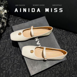 White Elegant Evening Wind Mary Jane Flat Bottom Single Shoes for Women Comfortable Breathable Summer Ladies Soft Bottom Large Size 41-43