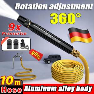 With 10m 20m hose Portable High Pressure Nozzle Spray Car Washer Cleaning Water Sprayer Gun Rotate to regulate the flow of water 3 Interfaces Jet Nozzle Sprinkler Sprayer Heavy Duty Home Garden Floors Motorcycle Car Wash Spray Nozzle Water Je