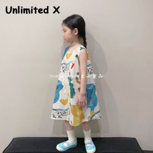 Unlimited X Summer Dress Korean Style Cute Tie Dyed A-dress Girls Baby Girl Sleeveless Princess Dress