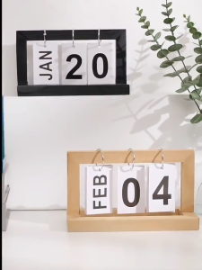 Wooden page turning Calendar Nordic Simple Style Creative Desktop Chic Flip Decoration Living Room Office Reusable