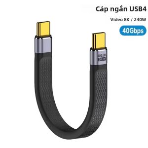 Ashiboogoole USB4 Cáp Ngắn 40Gbps Truyền Dữ Liệu 240W PD Sạc Nhanh Thunderbolt 4/3 Dây USB-C Dẹt Cho Laptop Điện Thoại Máy Tính Bảng