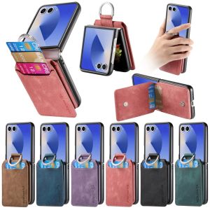 szhaiyu | Wallet Card Holder Leather Phone Case for Samsung Galaxy Z Flip 8 7 FE 6 5 4 3 Flip8 5G Ring Stand Protection Cover