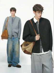Áo Len Cardigan Cổ Henley Giả Hai Mảnh Phong Cách Old Money Cho Nam Thu Đông