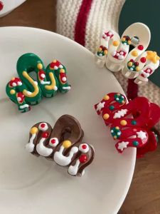 คลิปหนีบผมคลื่นสีสันสดใสขนาดเล็ก คลิปหนีบผมหางงู ด้ายถัก ของขวัญวันคริสต์มาส ของขวัญวันปีใหม่ คลิปหนีบผมแบบมีฮาราจูกุ แฟชั่น