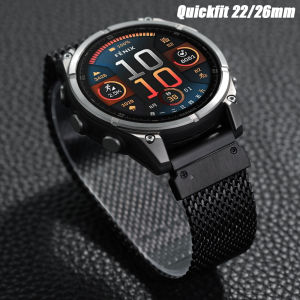 QuickFit 22/26mm Milanese Loop Strap For Garmin Fenix 8 51MM E 47MM 7X 7 Epix Pro 6X 6 5X Instinct 2 2X Enduro 3 2 Magnetic Band