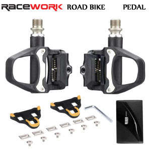 RACEWORK Road Bike Pedal Nylon Bicycle Locking Pedals Cycling Bearing Cleats Clipless Pedal For SPD SL System With Locking Plate