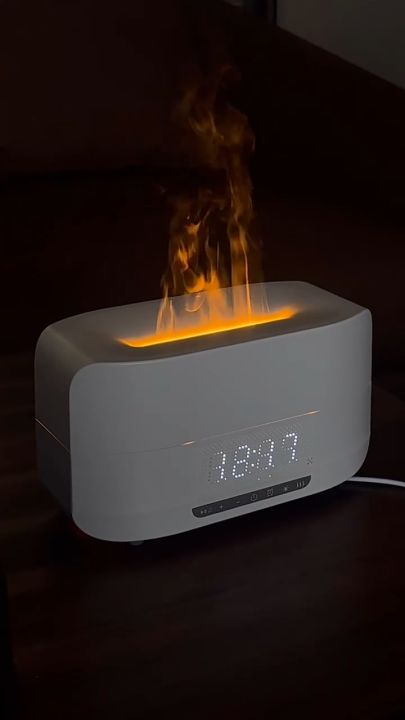 Flame Humidifier เครื่องอโรม่า & ลำโพง & นาฬิกา ความจุ 400ml เครื่องพ่นไอน้ำ ทำความชื้นในอากาศ สปา ผ่อนคลาย Aroma Diffuser ตกแต่งบ้าน สร้างบรรยากาศ