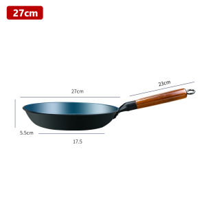 Iron Frying Pan Uncoated Iron Wok Flat Bottom Skillet Non-stick Egg Pancake Pan Steak Frying Pot Gas and Induction 27/29/31/33cm