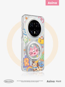Asina | Colorful Happy Dog Huawei Mate60 Pro Phone Case Magnetic Absorption With Stand New Model Mt70por Plus Protection Acrylic Cute Female