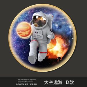 Jam Dinding LED Digital astronot dengan temperatur suhu hari tgl bulan unik
