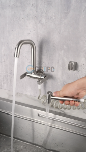 GRIPO Premium 304 Stainless Matte Finish Wall Faucet Dual Independent Controls+Bidet Sprayer Set
