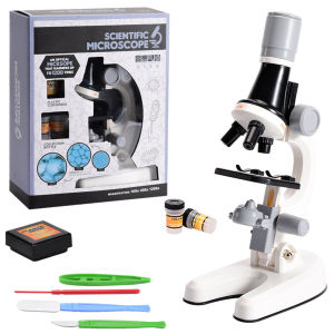 100-1200X Teaching Microscope Kit High Magnification Student Biological Observation Learning Specimen with Slide LED Light