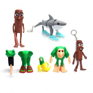 Anime Tung Tung Tung Sahur Action Figure Keychain Tralalelo Tralala Lirili Larila Crocodilo Figurine Model Toys