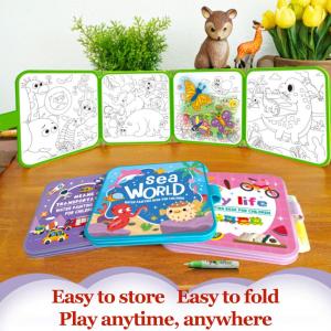 Magic Water Drawing Book for Kids - Reusable Doodle Mat Mess-Free Travel Toy Foldable Painting Activity Book