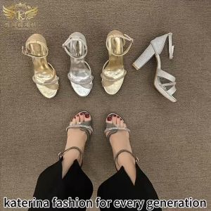 Katerina Fashion Elegant Glittering High Heels Platform Sandals For Women Adjustment Strap K-23-8