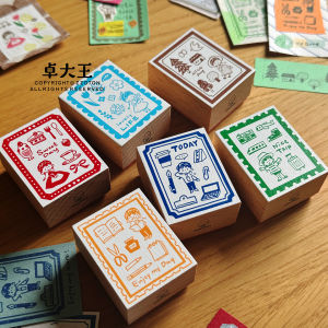 Zhuo King Wooden Stamp Original Retro Salt System Handmade Journal Cover Real Wood Frame Azhu Business Cultural Goods